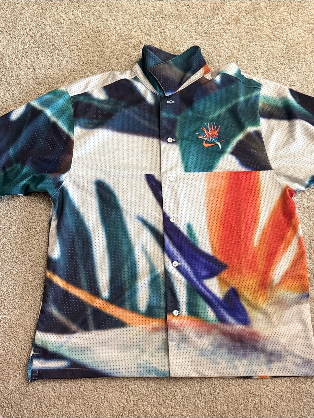 NIKE Mens Dri Fit Mesh Tropical Shirt